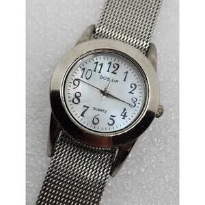 Milanese Mother of Pearl MOP Silver Stainless Steel Mesh Band Fixed Lugs watch